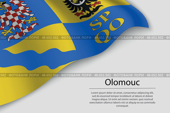 Wave flag of Olomouc is a state of Czech republic. Стоковая иллюстрация, иллюстратор Максим Гребешков / Фотобанк Лори