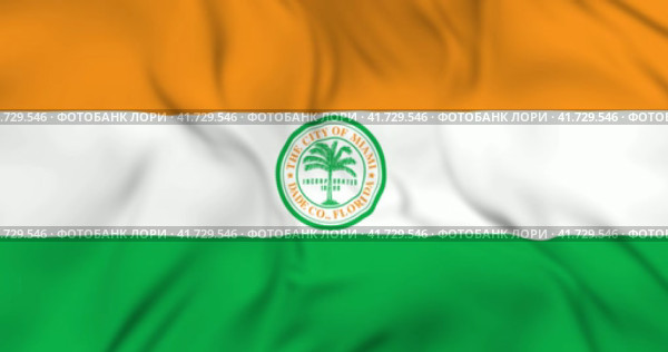 Waving flag of city Miami in USA. 3d animation in 4k resolution video. Разевающийся флаг города Майами в США. Стоковая анимация, аниматор Александр Кузнецов / Фотобанк Лори