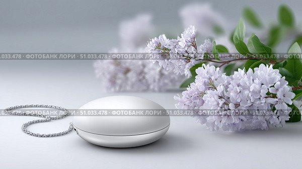 Wearable Air Purifier Necklace on White Background. Стоковое AI-изображение, AI-художник Katsiaryna Repich / Фотобанк Лори