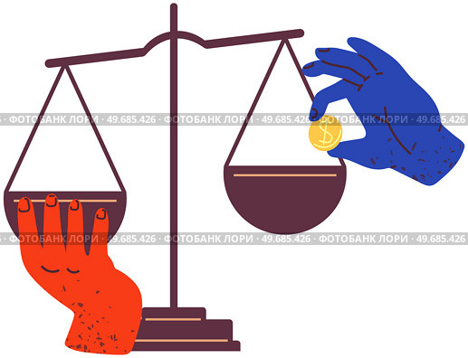 Weighing gold coin concept. Scales for measuring weight of money isolated on white background. Hands put pennies on scales. Real weight and value of gold dollar coins. Person weighs finances.. Hands put pennies on scales. Real weight and value of gold dollar coins. Weighing money concept. Стоковая иллюстрация, агентство Ingram Publishing / Фотобанк Лори