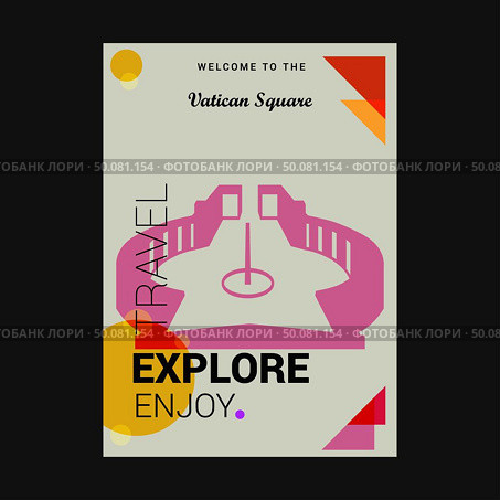 Welcome to The Vatican Square, Vatican City Explore, Travel Enjoy Poster Template. Стоковая иллюстрация, агентство Ingram Publishing / Фотобанк Лори