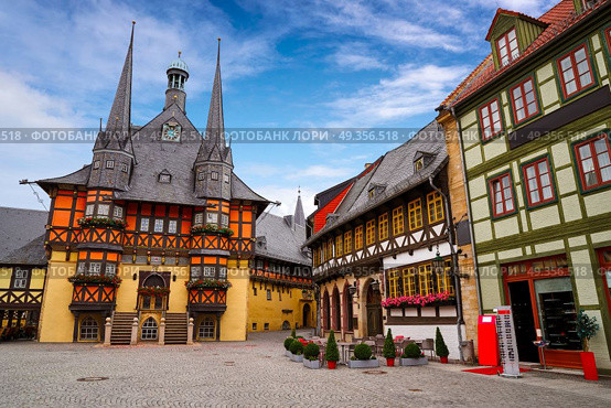 Wernigerode Rathaus Stadt city hall in Harz Germany. Wernigerode Rathaus Stadt city hall Harz Germany. Стоковое фото, агентство Ingram Publishing / Фотобанк Лори