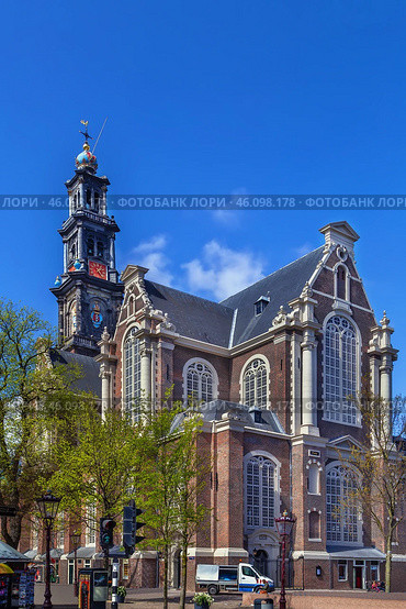 Westerkerk (Western Church), Amsterdam, Netherlands (2016 год). Стоковое фото, фотограф Boris Breytman / Фотобанк Лори
