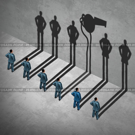 Whistle blower or whistleblower concept as a symbol of a secret informer agent posing as an employee with his cast shadow of a whistle as a metaphor for inside infoermation on misconduct in a 3D illustration style. Стоковое фото, агентство Ingram Publishing / Фотобанк Лори