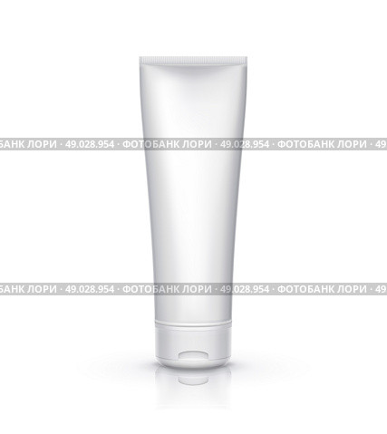 White tube mock-up for cream, tooth paste, gel, sauce, paint, glue. Vector illustration EPS 10. Стоковая иллюстрация, агентство Ingram Publishing / Фотобанк Лори