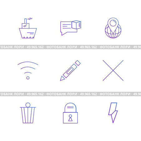 wifi , dustbin , pencil , lock , user interface icons , arrows , navigation , wifi , internet , technology , apps , icon, vector, design,  flat,  collection, style, creative,  icons. Стоковая иллюстрация, агентство Ingram Publishing / Фотобанк Лори