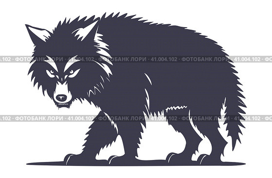 Wild animal wolverine. Graphic monochrome logo. Emblem or label. Стоковая иллюстрация, иллюстратор GAlexS / Фотобанк Лори