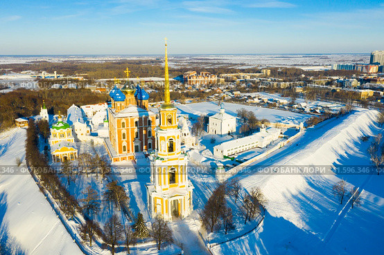 Winter aerial view of Ryazan Kremlin, Russia. Стоковое фото, фотограф Яков Филимонов / Фотобанк Лори