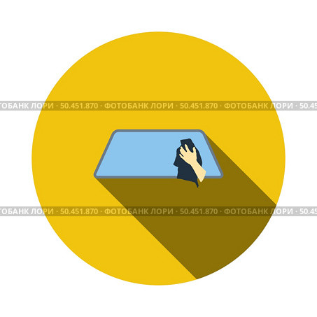 Wipe Car Window Icon. Flat Circle Stencil Design With Long Shadow. Vector Illustration. Стоковая иллюстрация, агентство Ingram Publishing / Фотобанк Лори
