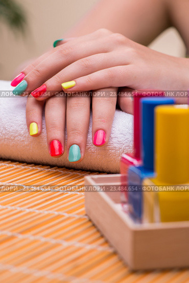 Woman in hand treatment manicure concept. Стоковое фото, фотограф Elnur / Фотобанк Лори