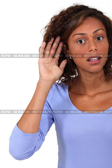 Woman straining to hear. Стоковое фото, агентство Ingram Publishing / Фотобанк Лори