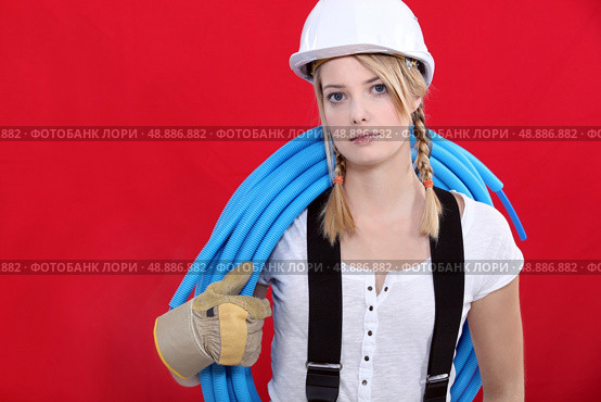 Woman with a tube. Стоковое фото, агентство Ingram Publishing / Фотобанк Лори