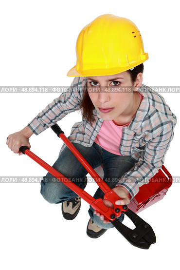 Woman with hard hat. Стоковое фото, агентство Ingram Publishing / Фотобанк Лори
