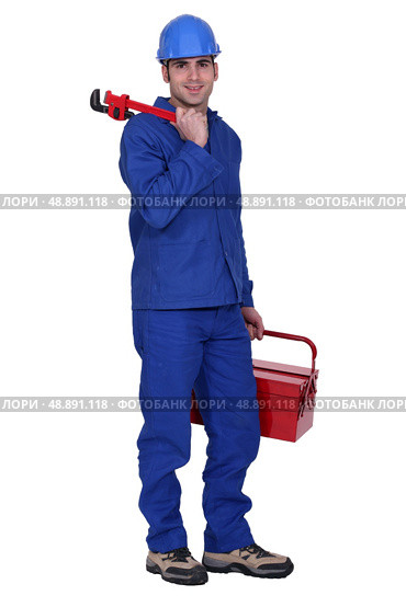 Worker with toolbox. Стоковое фото, агентство Ingram Publishing / Фотобанк Лори