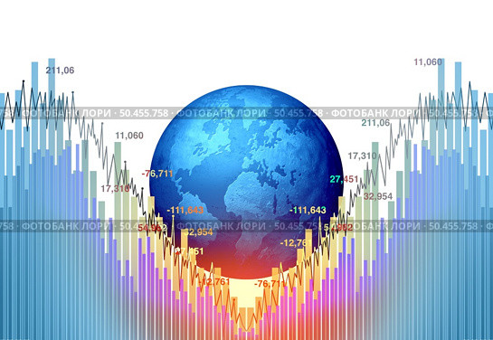 World recession economy and declining global business crisis or international decline and economic fall or falling with a downward trend as a financial concept in a 3D illustration style. Стоковое фото, агентство Ingram Publishing / Фотобанк Лори