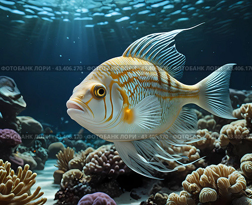 Яркий тропический мир кораллового рифа. The vibrant tropical world of the coral reef. Стоковое AI-изображение, AI-художник Гер Олег / Фотобанк Лори