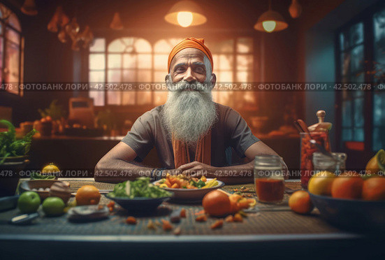 Yoga guru brahman indian. Generate Ai. Стоковое AI-изображение, AI-художник Иван Рябоконь / Фотобанк Лори