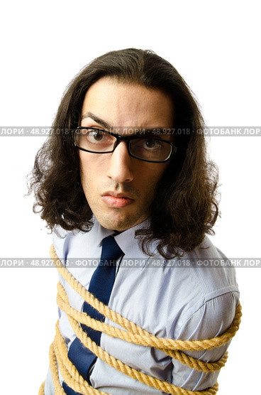 Young businessman tied with rope. Стоковое фото, агентство Ingram Publishing / Фотобанк Лори