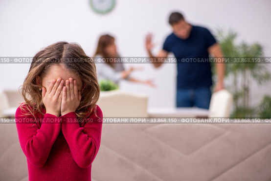 Young couple and their daughter in family conflict concept. Стоковое фото, фотограф Elnur / Фотобанк Лори