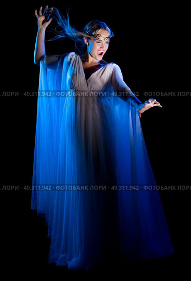 Young elven woman isolated on black. Стоковое фото, агентство Ingram Publishing / Фотобанк Лори