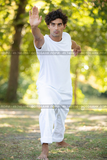 young man practicing traditional chinese tai chi. Стоковое фото, агентство Ingram Publishing / Фотобанк Лори
