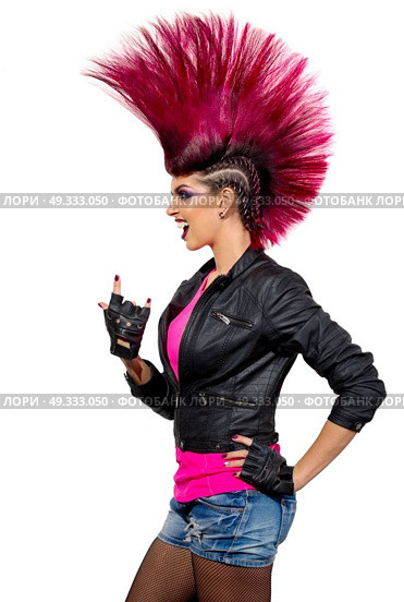 Young punk girl isolated on white. Стоковое фото, агентство Ingram Publishing / Фотобанк Лори