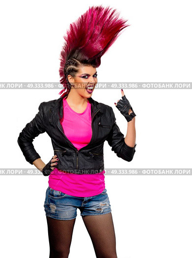 Young punk girl isolated on white. Стоковое фото, агентство Ingram Publishing / Фотобанк Лори