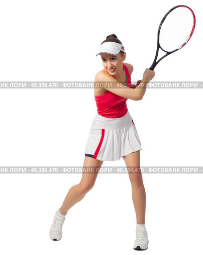 Young woman tennis player isolated (without ball version) Стоковое фото, агентство Ingram Publishing / Фотобанк Лори