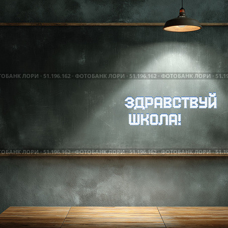 Здравствуй школа, прожектор свет, школьная доска. Поколение зумеров. Редакционное AI-изображение, AI-художник Наталья Игумнова / Фотобанк Лори