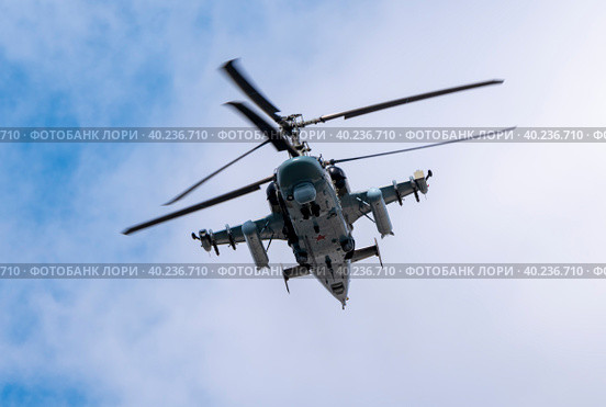 ZHUKOVSKY, RUSSIA - 25 July 2021: Demonstration of the Kamov Ka-52 Alligator attack helicopter of the Russian Air Force at MAKS-2021, Russia. Стоковое фото, фотограф Фотограф / Фотобанк Лори