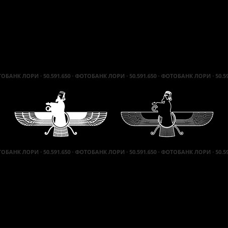 Zoroastrism religion Faravahar Zorostrian symbol Parsi set icon white color vector illustration image simple solid fill outline contour line thin flat style. Zoroastrism religion Faravahar Zorostrian symbol Parsi set icon white color vector illustration image solid fill outline contour line thin flat style. Стоковая иллюстрация, агентство Ingram Publishing / Фотобанк Лори